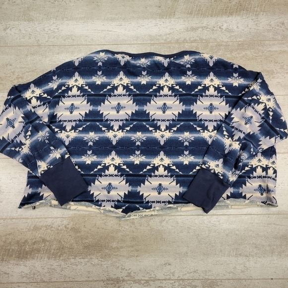 Denim & Supply Blue South Western Cropped Sweatshirt - Picture 4 of 4